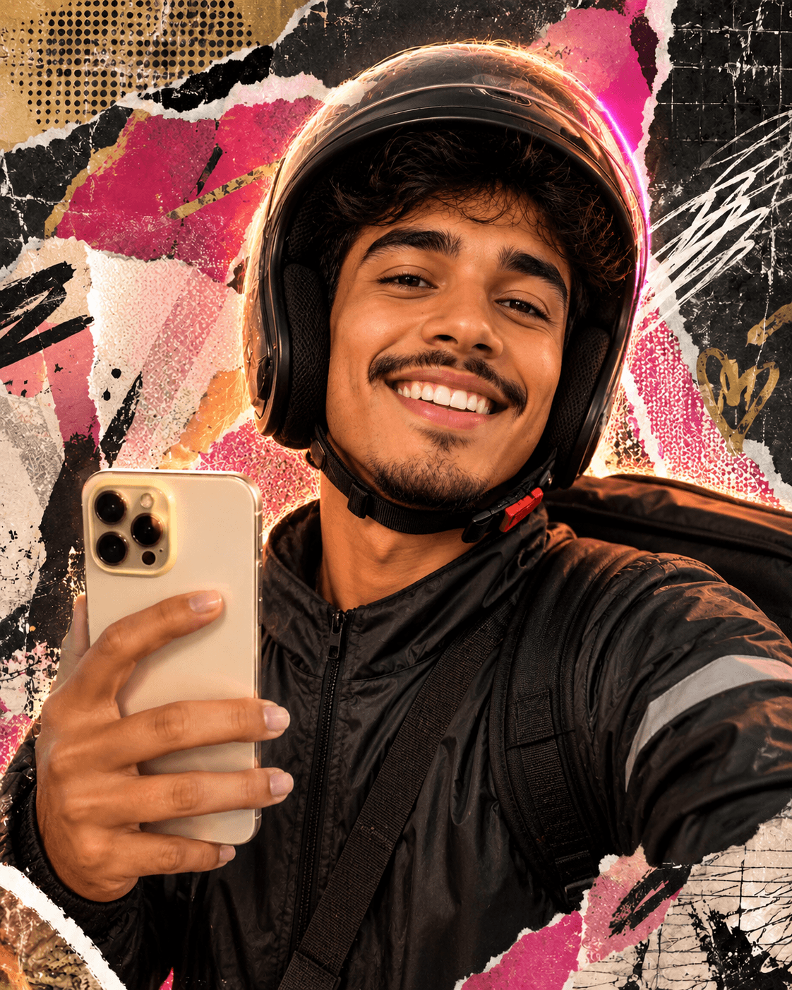 Pessoa feliz usando a Freelandoo no celular